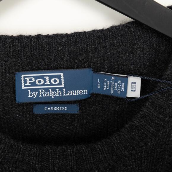 Polo Ralph Lauren Men Cashmere Cable Knit Crewneck Sweater Gray Size L - Picture 5 of 7